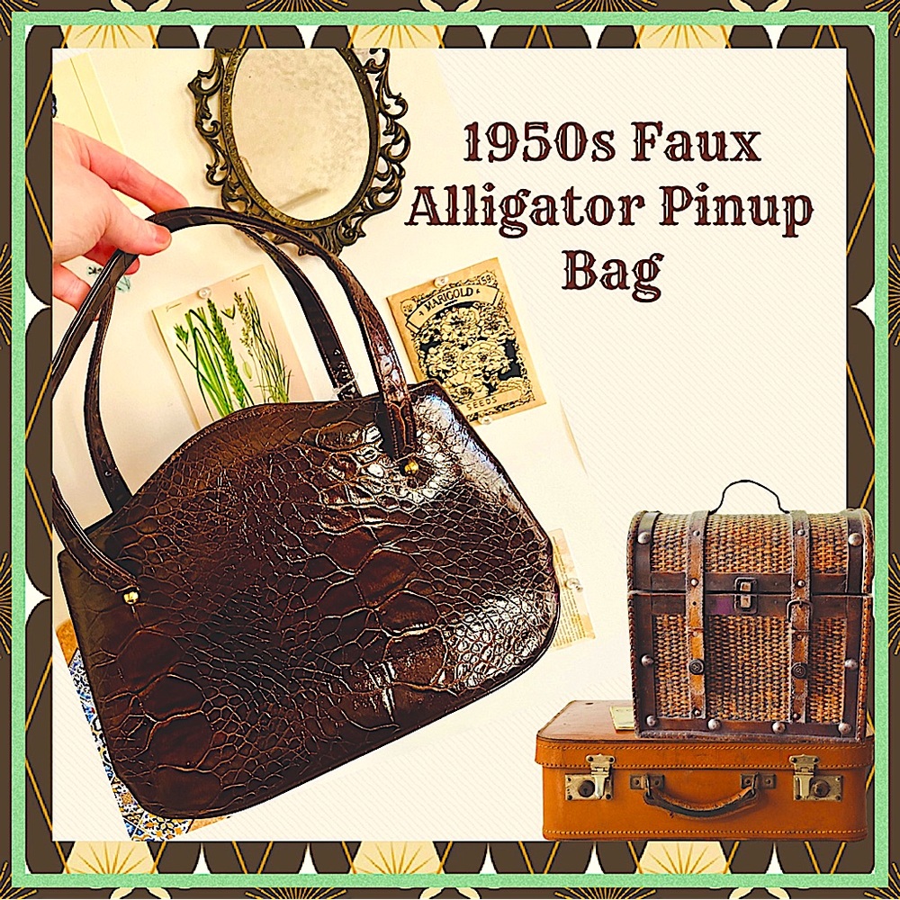 1950s Vintage Faux Alligator Pinup Bag
